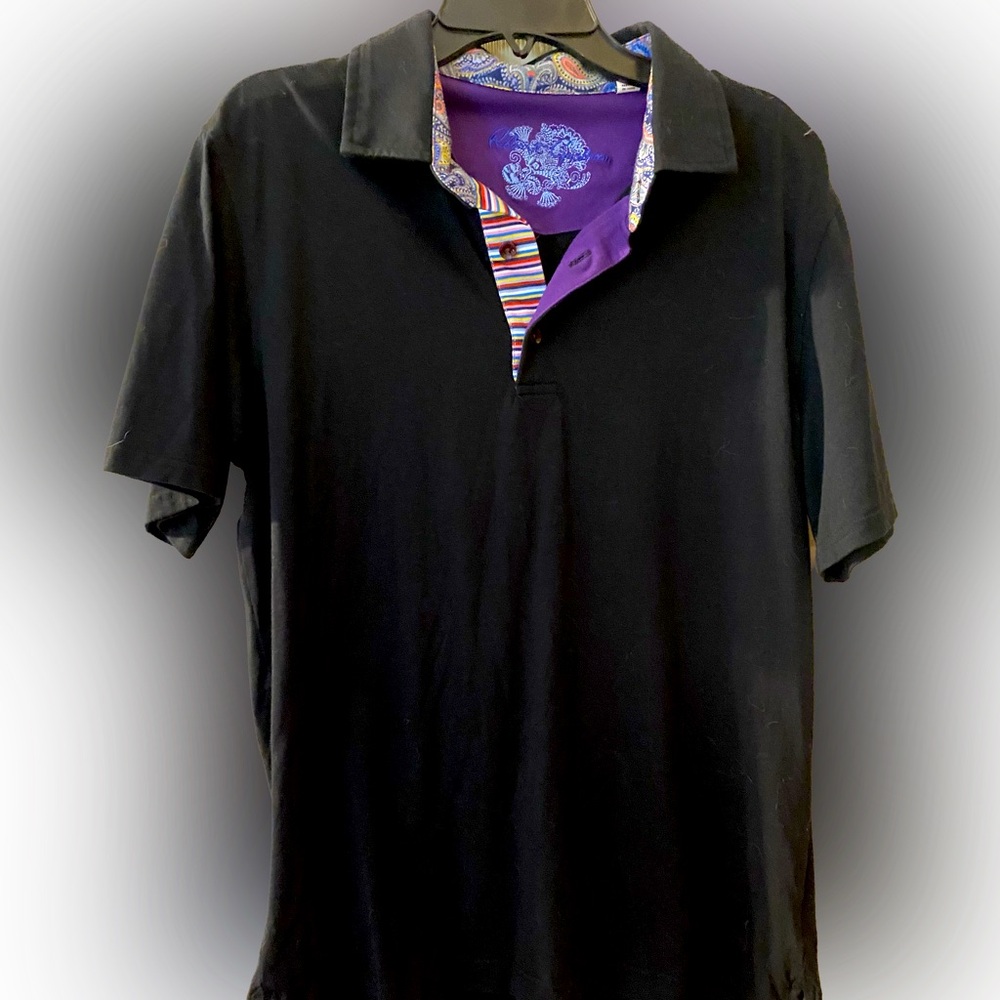 Robert Graham Mens Black Polo Shirt Size Small